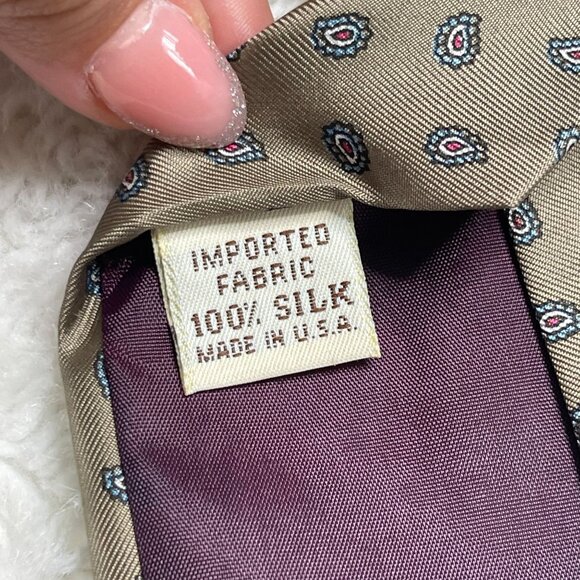 Nino Cerruti Men's Brown 100% Silk Paisley Print Tie One Size - Picture 5 of 5